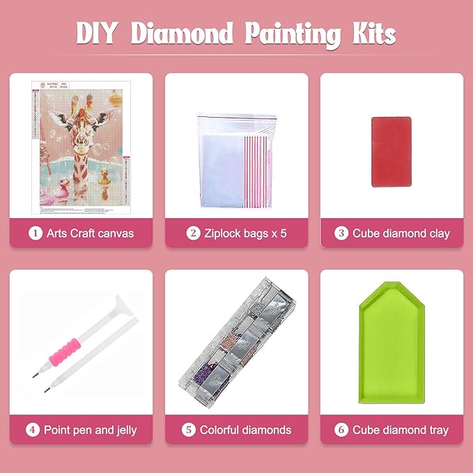 NAIMOER Giraffe Diamond Painting Kits for Adults, DIY 5D Full Drill Animals Diamond Art Kits Diamond Dots Pictures Perfect for Relaxation and Home Wall Decor 30x40cm