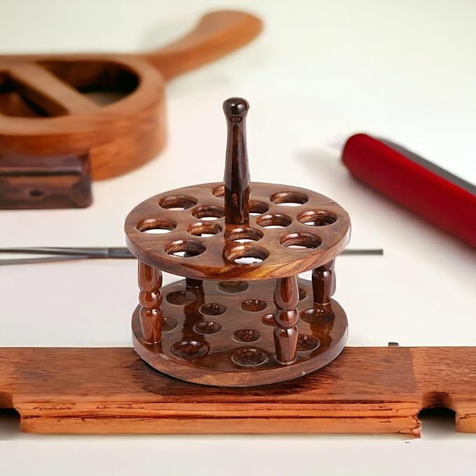 Brainmart Wooden Crochet Hooks Holder, 12 Holes Storage Organizer for Crochet Tools, Crochet Hooks Holder, Rosewood Knitting Needle Storage for Crocheters