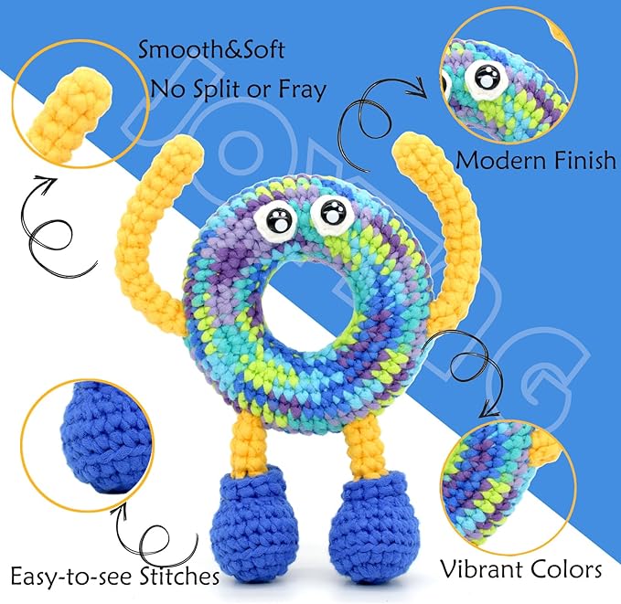 3 Pack Rainbow Beginner Crochet Yarn for Crocheting and Knitting Multicolor Cotton Crochet Yarn for Beginners(Rainbow 04)