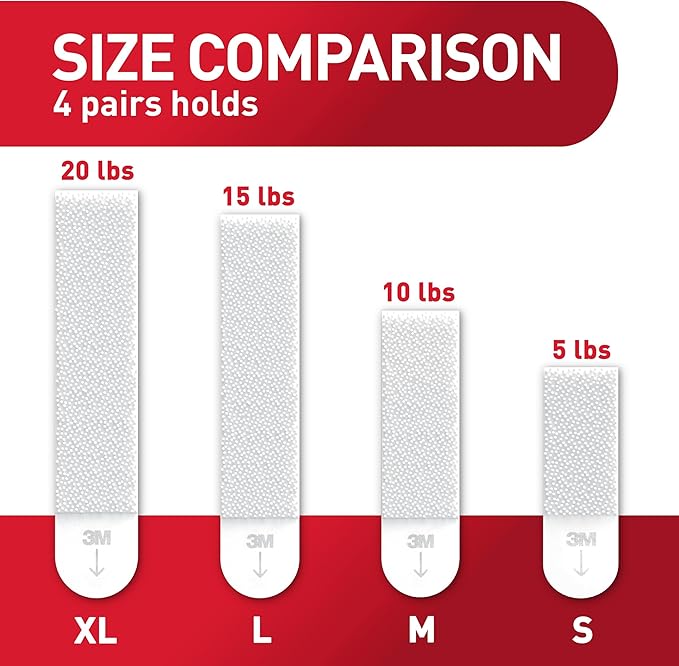 Command XL Heavyweight Picture Hanging Strips, 20 lb Capacity, 32 Pairs (64 Strips), White Adhesive, Damage-Free Wall Hangers for Home Decor
