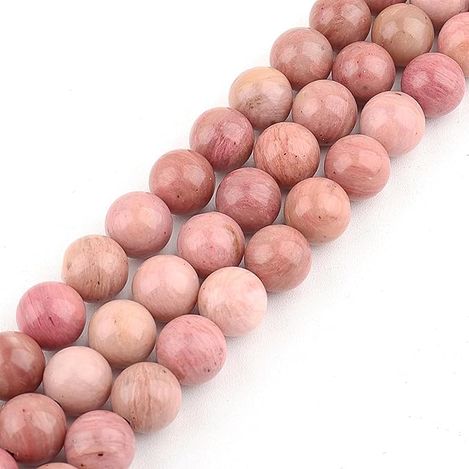 Natural Stone Beads for Jewelry Making - 8mm Gemstone Round Beads for Bracelets(45-47pcs, 8mm, Rhodonite)