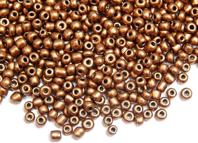 Perlin Glass Seed Beads 3mm 8/0 Round Mini Small Pony Beads 3300pcs for Making Earrings Bracelets Pendants Waist Jewelry DIY Handmade Metallic Color Kit (Matte Brown)