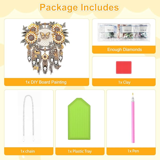 TOSTOG Sunflower Dream Catcher Diamond Art Hanging Kits for Adults, Diamond Painting for Adults Window Pendant, Special Shape Diamonds Diamond Painting Hanging Pendant Kit for Wall Home Decor Gift