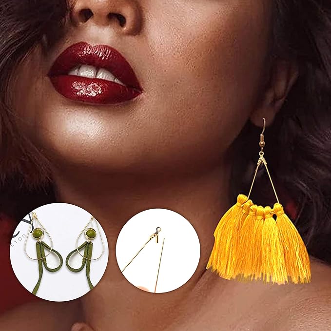 Earring Making Kit with 940 PCS Beading Hoop Earring Finding Component Accessories Hooks Jump Rings Loop Earring Backs Beads and Charms for Jewelry Making Earring DIY Craft