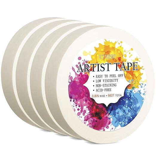 Low Tack White Artist Tape for Watercolor Paper Drafting Art Masking Tape Acid Free Painter Watercolor Tape for Painting Canvas Framing, 0.8 inch Wide 660FT Long Total