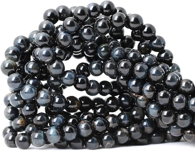 cheavian 45pcs 8mm natural blue tiger eye gemstone round loose beads for jewelry making diy findings 1 strand 15"