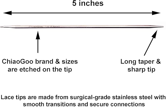 ChiaoGoo Twist Red Lace 5-Inch Mini 7500-M Interchangeable Circular Needle Set, Sizes US 000, 00, 0, 1, 1.5 with 3 Cords, Connectors, Stitch Markers, Stoppers with Project Bag