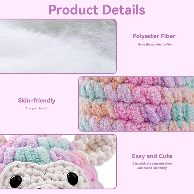 Vanttokeey Crochet Kit for Beginners, Animal Amigurumi Crochet Kits Included, Step-by-Step Video Tutorials, Beginner Crochet Kit for Adults and Kids, Crocheting Starter Set (Alpaca)