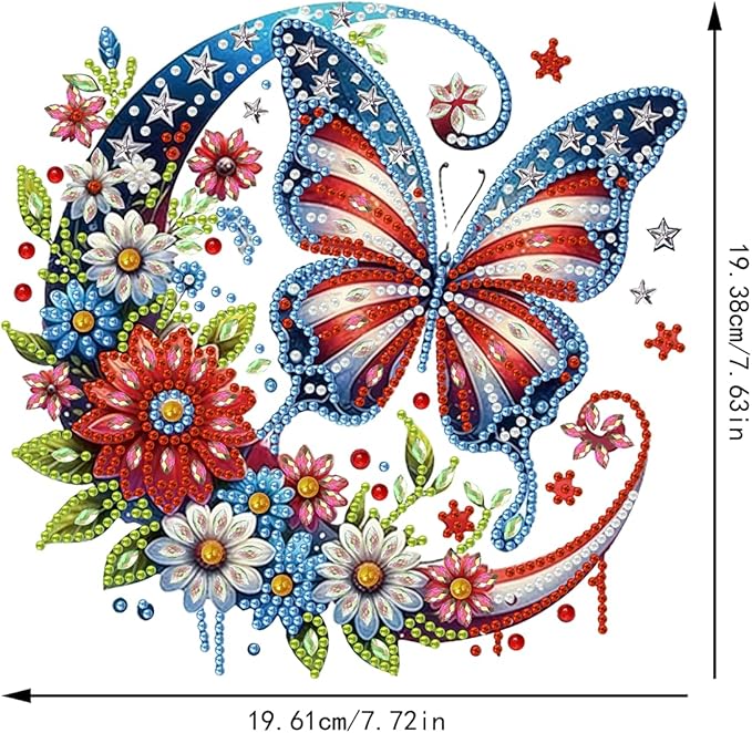AIBOERL Diamond Art Hanging Kit for Adult,Special Shaped Rhinestone,Double Sided 5D DIY Acrylic Diamond Art Painting Wall Hanging Kits Hanging Ornament (Independence Day)