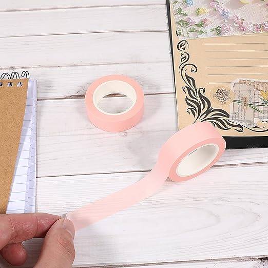 2 Rolls Pink Washi Tape 32 Ft Pastel Washi Tape Decorative Masking Tapes Self-Adhesive Duct Craft Tapes for Packaging Decor Journals Scrapbooks Planners DIY Gift