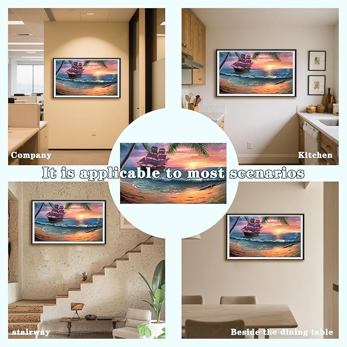 DOTZSO Landscape Large Diamond Painting Kits for Adults, Easy DIY 5D Round Full Drill Diamond Art kit Diamond Dot Crystal Gem Art and Craft for Beginners Home Wall Decor 27.5 X 15.7 Inches