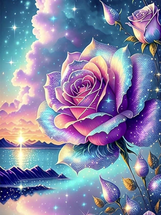 ijbnhd Diamond Art Kits for Adults - 5D Rose Diamond Painting Kits for Adults, DIY Full Drill Diamond Painting Kits, Sunset Gem Arts and Crafts for Home Wall Decor 12X16in