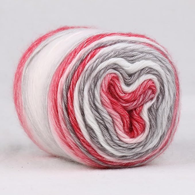 Crocheting Knitting-Gradient Cake Yarn, Soft Multicolor Medium-Fine Blended Yarn, Weight 100 Grams, Contains 60% Cotton 30% Acrylic 10% Wool. Suitable for Scarf, Gloves, Shawl, Blanket.(1158)