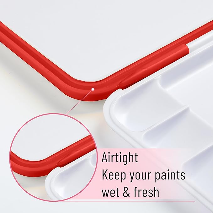 Mr. Pen- Airtight Watercolor Palette with Lid, Red, 18 Wells and 2 Mixing Areas, Empty Watercolor Palette, Paint Pallet with Lid, Folding Paint Tray