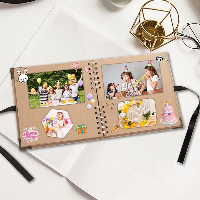 Scrapbook (8 x 8 inch) Scrapbook Album 60 Pages Ideal for Your DIY Scrapbooking Albums Wedding and Anniversary Family Photo Album (brown)