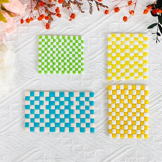 Xaekicr 3PCS Woven Texture Polymer Clay Cutters for Earrings – Clay Cutters Set for DIY Jewelry Making, Geometric Grid Polymer Clay Molds, Clay Tools for Artists and Beginners