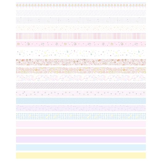 YUBX Vintage Washi Tape Set 20 Rolls Skinny Retro Decorative Antique Patterns Masking Tapes for Arts, DIY Crafts, Journals, Planners, Scrapbook, Wrapping (Kawaii)