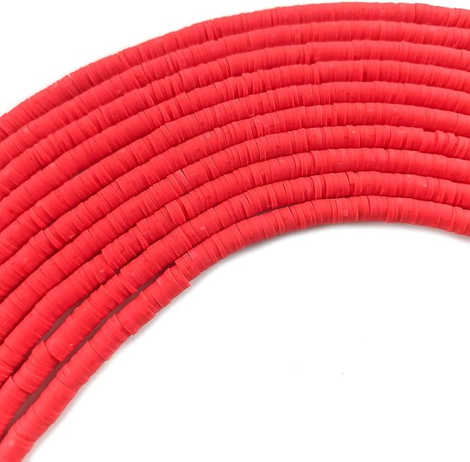 3500 Pcs 6mm Colorful Flat Clay Beads for DIY Polymer Round Handmade Jewelry Making for Necklace Bracelet Earring Pendant and Anklet Craft Making(Red)