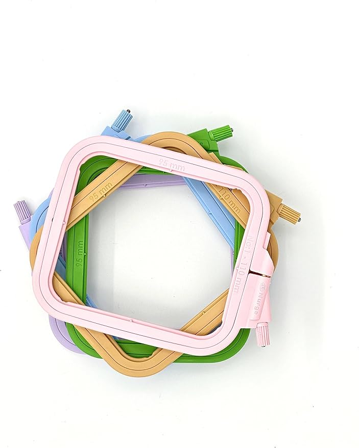 nurge green 4 pcs set plastic square embroidery hoop, cross stitch hoops, punch needle hoop (4 pcs)