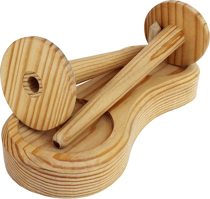 IBLAY Double Yarn Ball Holder Spindle Sewing Thread Big Base Fiber Crocheting Tool Kit Wool Skein Cord Organizer Tape Rope Storage Wooden Spinning Yarn & Thread Holder