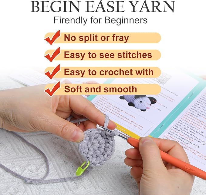 Dasonwin Crochet Kit for Beginners, Amigurumi Crochet Animal Kit (Cute Possum), Step-by-Step Video Tutorials, Complete Starter Set for Kids & Adults