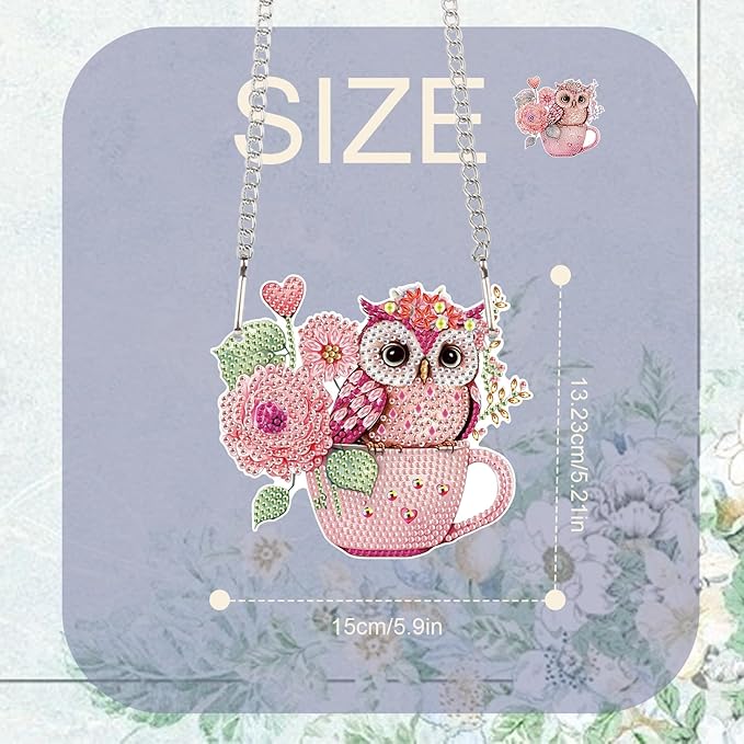 TDFERAN Diamond Painting Pendant Diamond Art Hanging Owl DIY Diamonds Art Decoration Kit Window Pendant, Gem Art Wall Home Window Decoration Adult Digital Painting Women Crafts Hobby