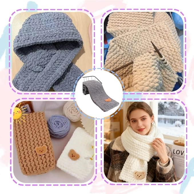 yarniss knitting loom kits with plush yarn for beginner,knitting scarf kits with step by step tutorial,learn to knit kit for teens & adults