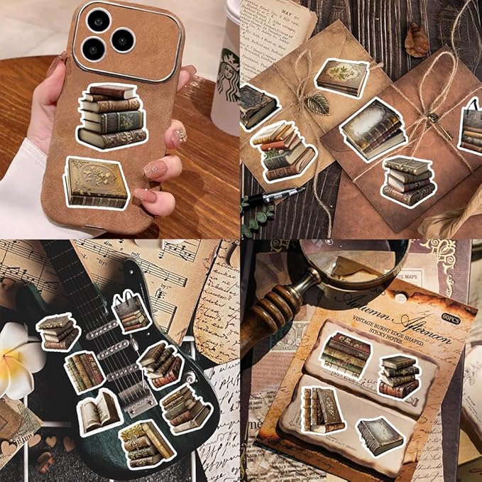 50Pcs Waterproof Vintage Stickers,Scrapbooking Supplies Kit,Aesthetic Decorative Craft Sticker for Planner, Bullet Journaling, Junk Journal, Water Bottles, Laptop, Retro Craft.Books