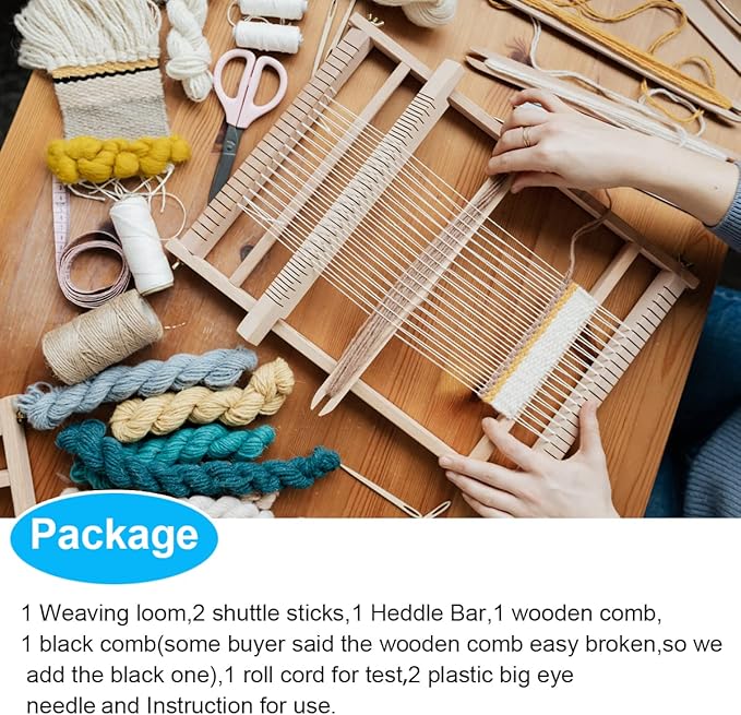 Weaving Loom Kit,Wooden Multi-Craft Weaving Loom Tapestry Loom Large Frame 9.85x 15.5inch,DIY Hand-Knitting Weaving Machine with Loom Stick Bar for Kids, Adult and Beginners Handcraft Loom