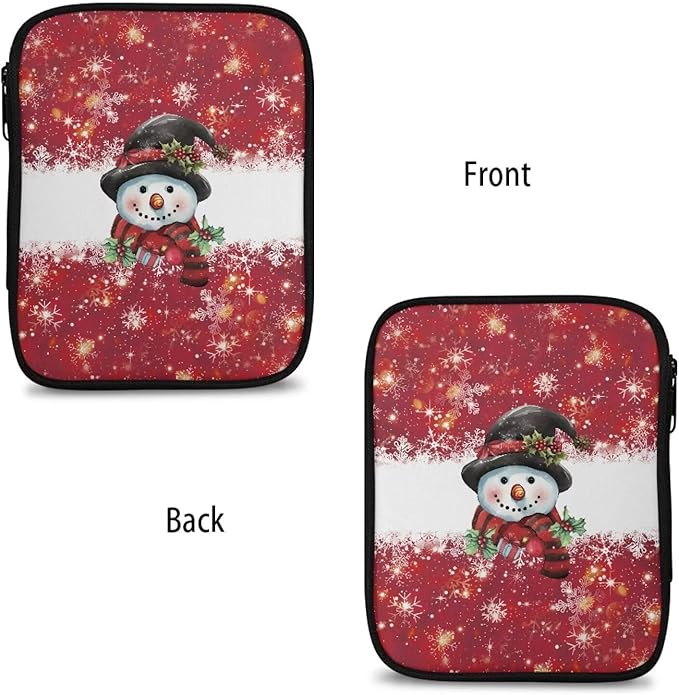 Hechitok Christmas Snowman Crochet Hooks Case Zipper Bags Portable Crochet Storage Bag with Web Pocket and Crochet Holder Slots for Carrying Various Crochets Needles