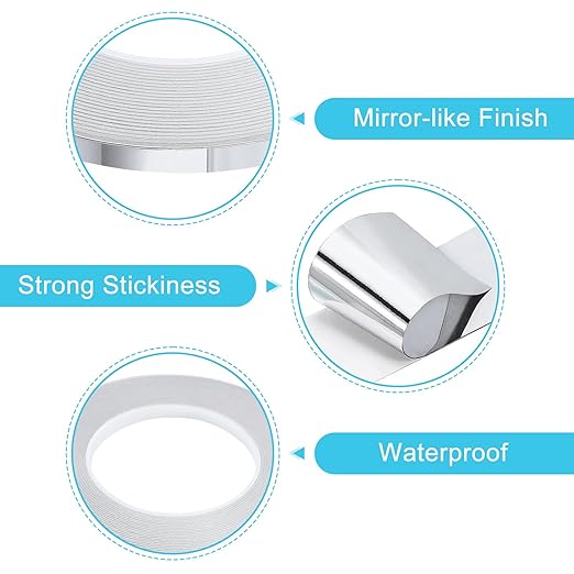 uxcell Metallic Tape, 0.31 in x 164 ft Self Adhesive Metalized Polyester Film Tape Waterproof Shiny Washi Tape for Walls Graphic Arts Gifts Wrapping Crafts Decoration, Gloss Silver, 2 Pcs