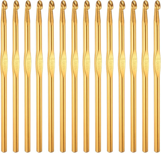HEYLEAYAR 6MM Aluminum Crochet Hooks 14PCS,Crochet Needle US Size J(US Size 10),Crochet Hooks Bulk for Craft Yarn Contribute to Beginners