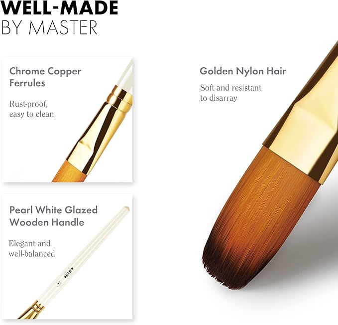21 Piece Paint Brush Set, ARTIFY 18 Acrylic Paint Brushes, Palette Knife, and 2 Sponges, Professional Artist Paint Brushes for Acrylics, Watercolors, Gouache, Canvas, and Face Painting, Yellow
