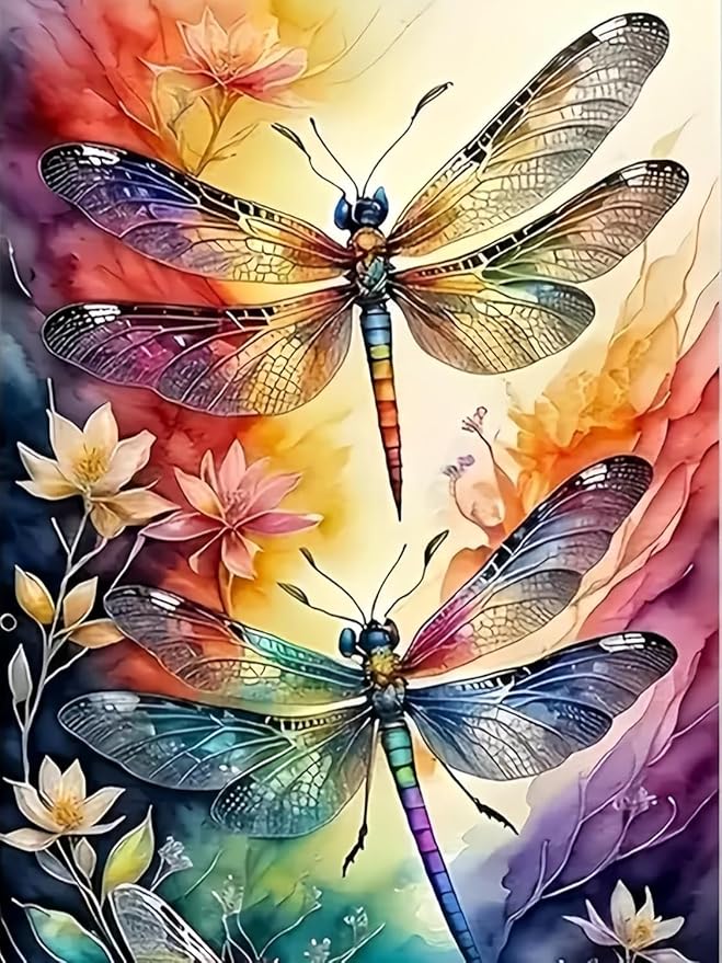 Dragonfly Stamped Cross Stitch Kits for Adults,Flower Dimensions Cross Stitch Kits Embroidery Kit Arts and Crafts for Beginners 15.7x11.8 inches