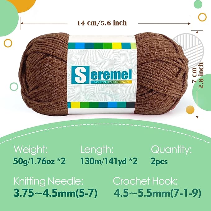 2 Pcs Soft Fluffy Acrylic Yarn for Crocheting and Knitting #4Worsted Weight Yarn-2x50g/2x 142Yards Perfect for Crafts, Blankets Hats, Gloves, Scarf (Denim)