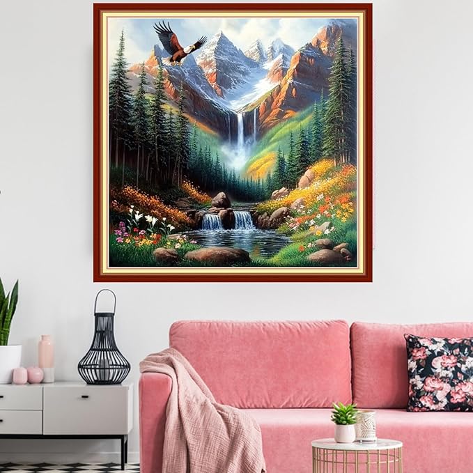 Redxing Stamped Cross Stitch Kits Embroidery kit for Beginners Adults Full Range of Embroidery Patterns Starter Kits DIY Printed Cross Stitch Kits Needlepoint Kits 11CT-Forest Landscape 18x18 inchs