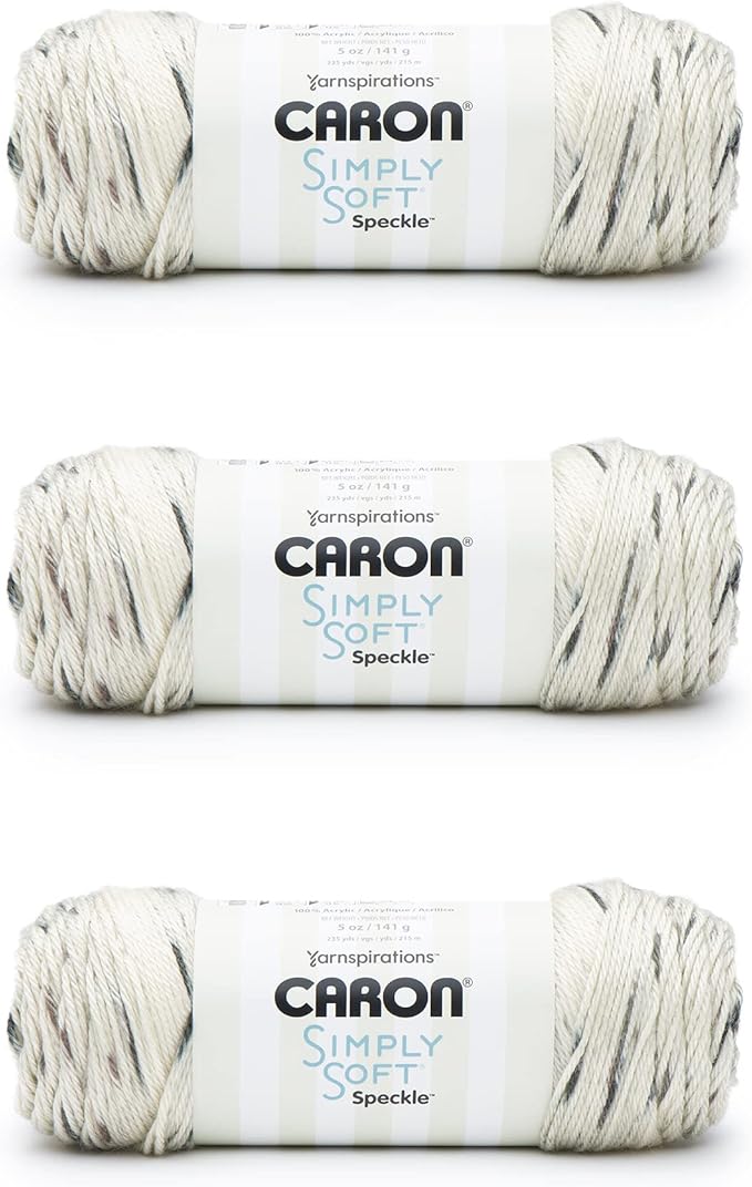 Caron Simply Soft Seashell Speckle Yarn - 3 Pack of 141g/5oz - Acrylic - 4 Medium (Worsted) - 235 Yards - Knitting/Crochet