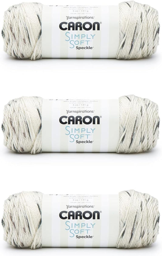 Caron Simply Soft Seashell Speckle Yarn - 3 Pack of 141g/5oz - Acrylic - 4 Medium (Worsted) - 235 Yards - Knitting/Crochet