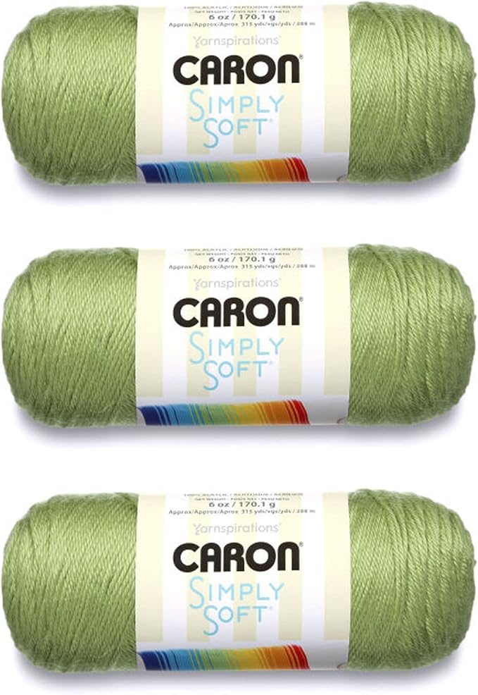 Caron Simply Soft Pistachio Yarn - 3 Pack of 170g/6oz - Acrylic - 4 Medium (Worsted) - 315 Yards - Knitting/Crochet