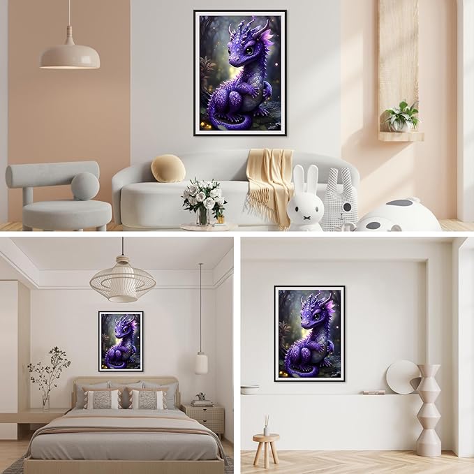 SENQAO Dragon Diamond Painting Kits for Adults, Dragon Diamond Art Kits Animal Diamond Art with Full Drill Round Diamonds, Dragon Diamond Dots Art Kits for Home Wall Decor 12X16inch