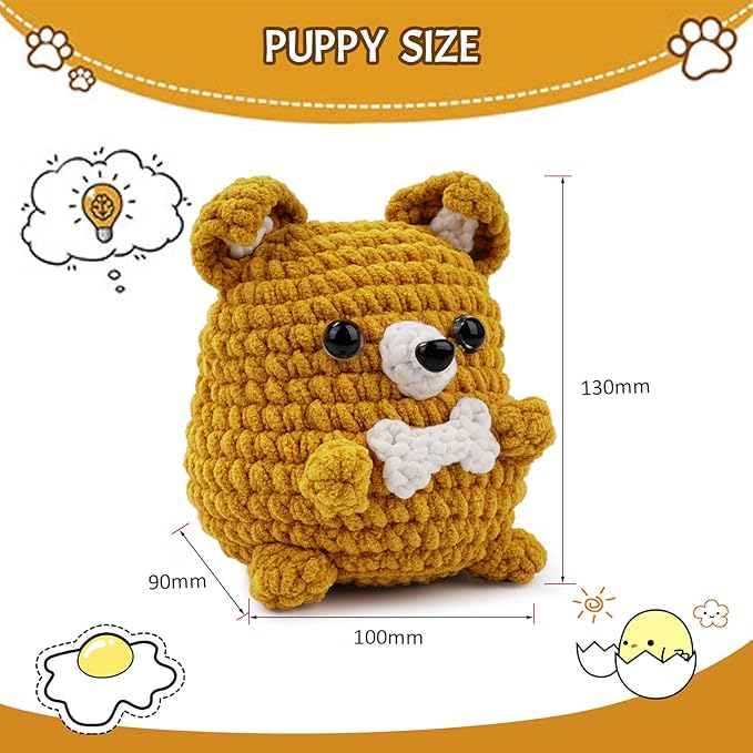Vanttokeey Crochet Kit for Beginners, Animal Amigurumi Crochet Kits Included, Step-by-Step Video Tutorials, Beginner Crochet Kit for Adults and Kids, DIY Easy Crochet Crafts (Puppy)