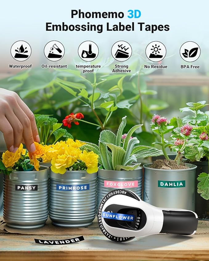 Phomemo Embossing Label Maker, Scrapbook Supplies, Vintage Embossed Label Maker for Junk Journal, Retro Embosser Labeler for Old School Label Makers Waterproof for Home Office Kids DIY Crafting -Black