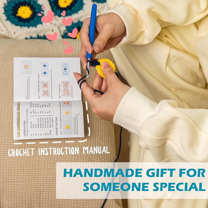 Yeezhee Crochet Kit for Advanced or Intermediate Beginners, Crochet Bag Kit with Step-by-Step Video Tutorials, Granny Square Crochet Tote Bag Set, Knitting Kit Including Yarn, Crochet Hook, Corydalis