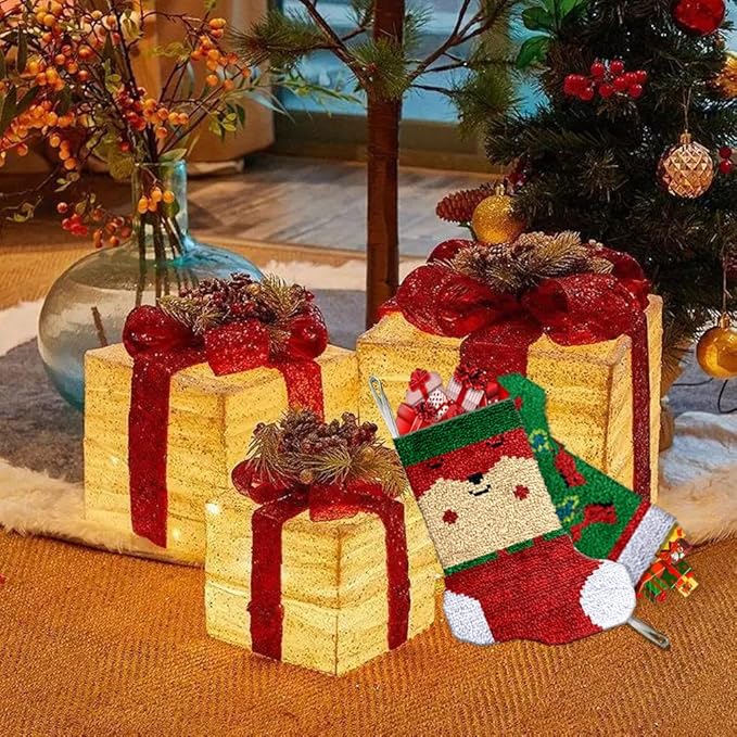 DL-YTG Latch Hook Kits Rug Christmas Seahorse Crochet Yarn Cushion Colour Pre-Printed Canvas Cover Rug Needlework DIY Hook and Latch Kit Home Decoration 17x12 inch