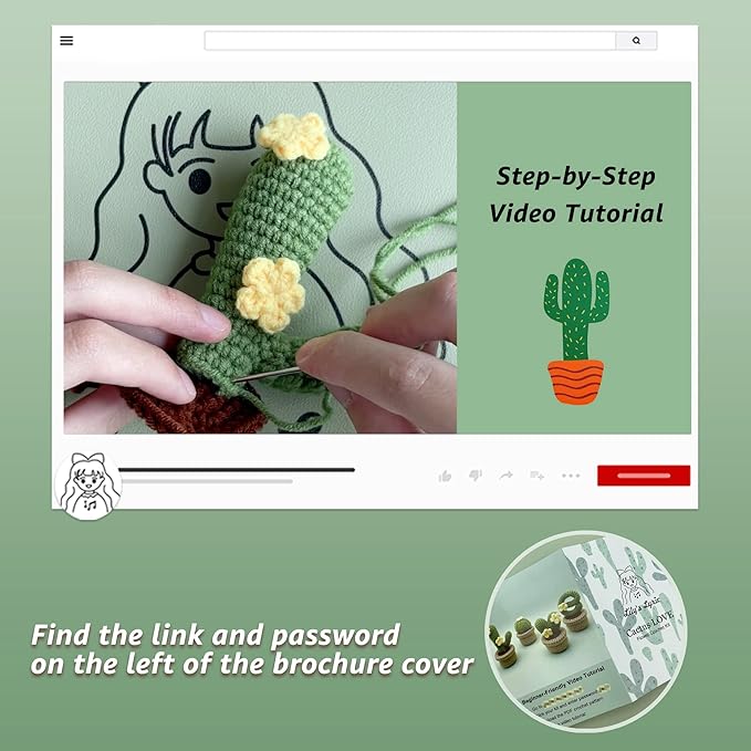 Lily's Lyric Crochet & Craft Kit | Cactus Love| Step-by-Step Video Tutorial for Adults Teenagers | Craft Gift Idea DIY Home Decoration