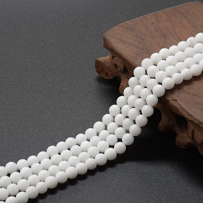 LPBeads 200Pcs Polished 6mm Round Natural White Alabaster Gemstone Loose Beads with Stretch Cord for Jewelry Making Bracelets