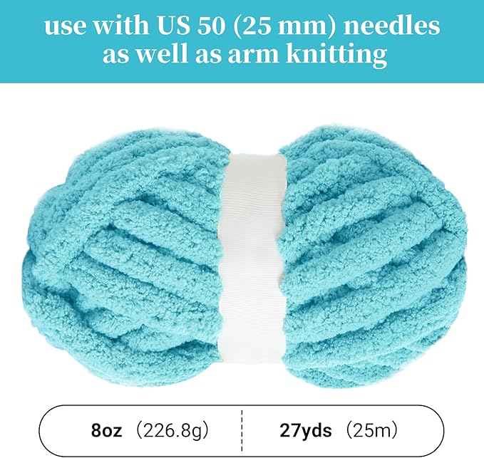 BALAPET Chunky Chenille Yarn for Hand Knitting, Super Soft Thick Plush Yarn for Blanket and Knit DIY, Fluffy Bulky Jumbo Yarn, Beginner Friendly, Machine Washable #10, 8 Skeins (8 oz / 27 Yards)