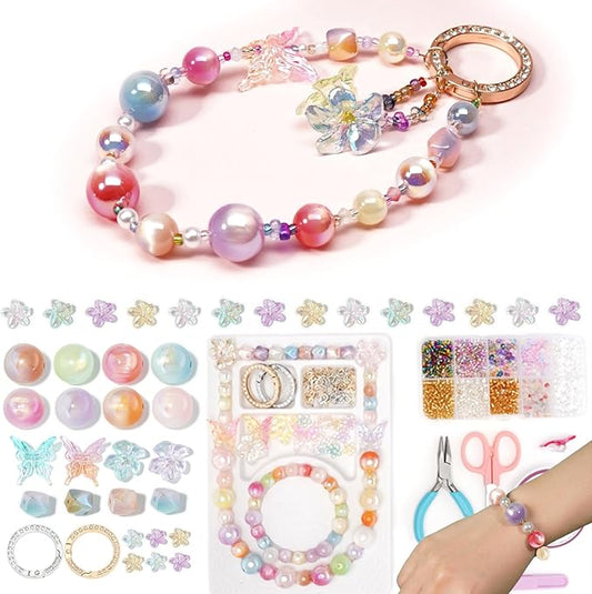 LuCastte Charm Bracelet Making Kit, Beads for Bracelets with Tools and Guide, Jewelry Making Supplies Premium Resin Cat Eye Beads Seed Beads, Macaron Style Art Kit Gift Travel DIY