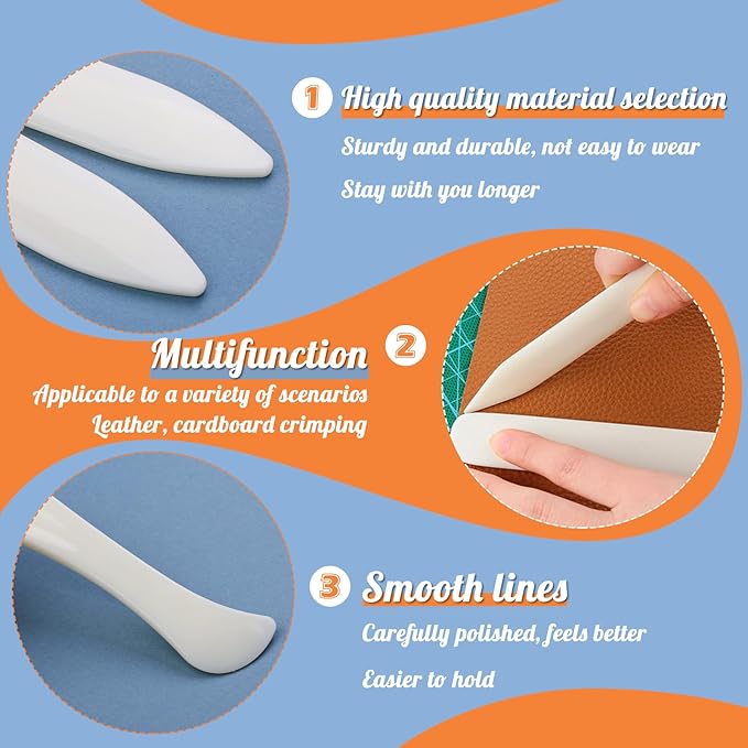 WONVOC 6 pcs Bone Folders, Crease Makers, Scoring Tool, Plastic Bone Folder Paper Creaser, Folding Bookbinding Tool, Origami Tools for Making Paper Crafts Quilting Leathercraft Bookbinding