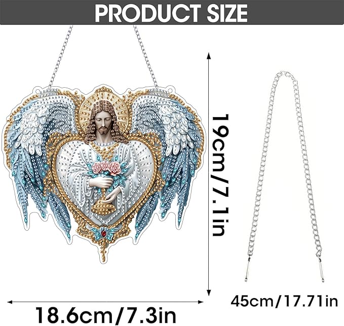SKRYUIE Christ Hanging Diamond Art Kits for Adults Pendant Suncatcher, Special Shaped Crystal DIY Pearl Diamond Painting Kit, Gift for Mother Spring Summer Window Wreath Decor 6.9 x 7.88 Inch D3